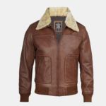 GarrettCollar Bomber Jacket Timeless Brown Leather