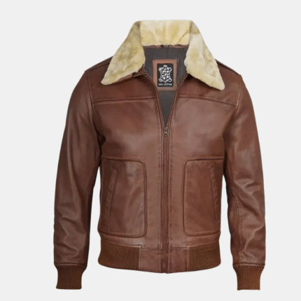 GarrettCollar Bomber Jacket Timeless Brown Leather