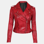 Margaret Women’s Bold Red Leather Jacket Ride with Attitude