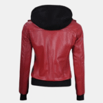 Trendy Red Jacket with Removable Hood for Women