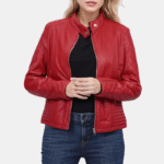 Women Quilted Cafe Racer Jacket Red Hot & Ready to Ride