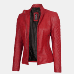 Women’s Quilted Cafe Racer Jacket Red Hot & Ready to Ride