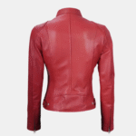 Women’s Red Dodge Cafe Racer Leather Jacket