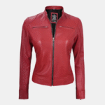 Women’s Red Dodge Racer Leather Jacket