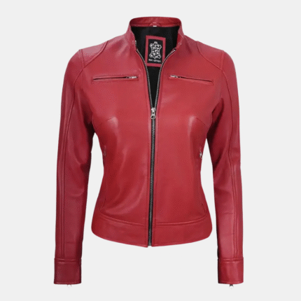 Women’s Red Dodge Racer Leather Jacket
