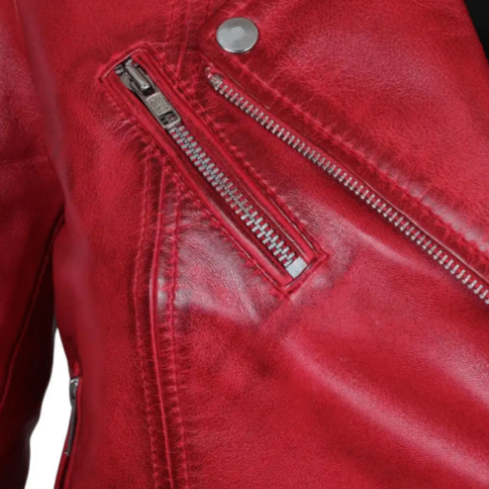 red biker jacket womens