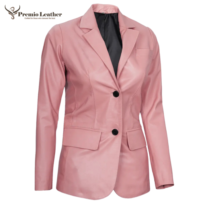 Blush Pink Women’s Leather Blazer