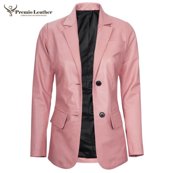 Blush Pink Women’s Leather Blazer