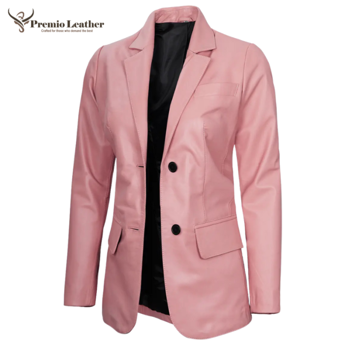 Blush Pink Women’s Leather Blazer