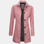 Kandis Womens Pink Real Leather Car Coat Modern Twist on Classic Style