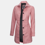 Kandis Women’s Pink Real Leather Car Coat Modern Twist on Classic Style