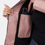 Light Pink Women Cafe Racer Leather Motorcycle Jacket