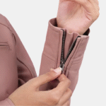 Light Pink Women’s Cafe Racer Leather Jacket