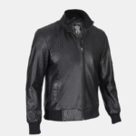 Men Black Real Leather Bomber Jacket