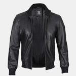 Men's Black Real Leather Bomber Jacket