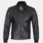 Men's Black Real Leather Bomber Jacket (2)