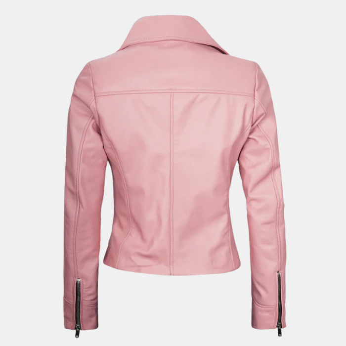 Ninfa Women’s Pink Moto Jacket Real Leather