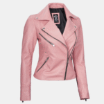 Ninfa Women’s Pink Moto Jacket – 100% Real Leather