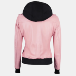 Pink Bomber Leather Jacket for Women