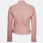 Premium Women Pink Diamond Real Leather Biker Jacket