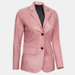 Premium Women Real Leather Blazer Blush Pink Luxe Edition