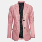 Premium Women’s Real Leather Blazer Blush Pink Luxe Edition