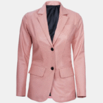 Premium Women’s Real Leather Blazer Pink Luxe Edition