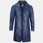 Real Leather Men’s Car Coat Blue 3 4 Length Timeless
