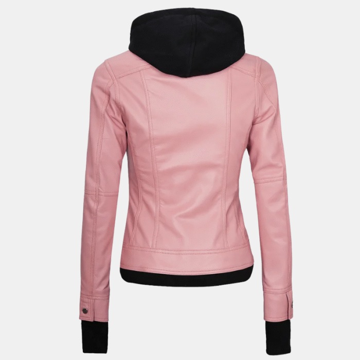 Tralee Women’s Real Leather Pink Bomber Jacket with Hood