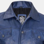 mens blue leather blazer