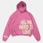 Trendy All We Need Is Love Hoodie Pink