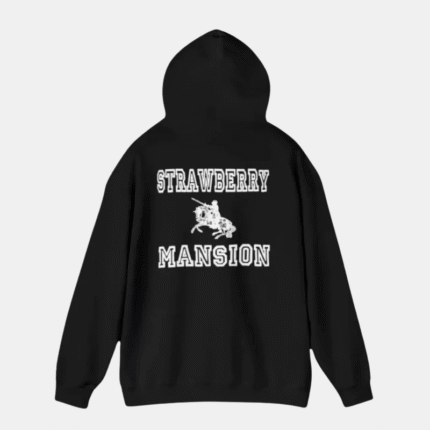 strawberry mansion hoodie black