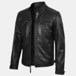 black biker leather jacket