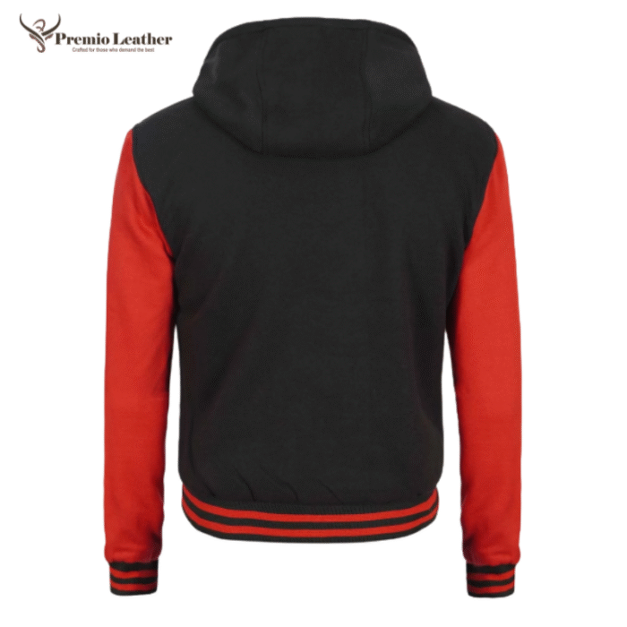 black jacket with red