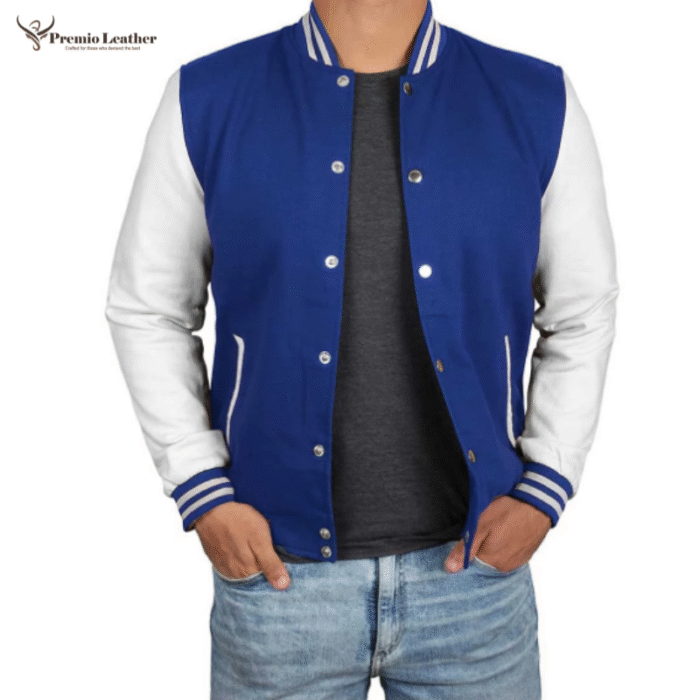 blue and white jacket