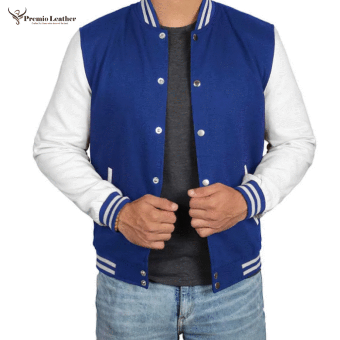 blue and white jacket mens
