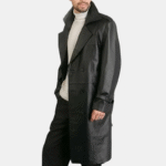 double breasted leather coat mens