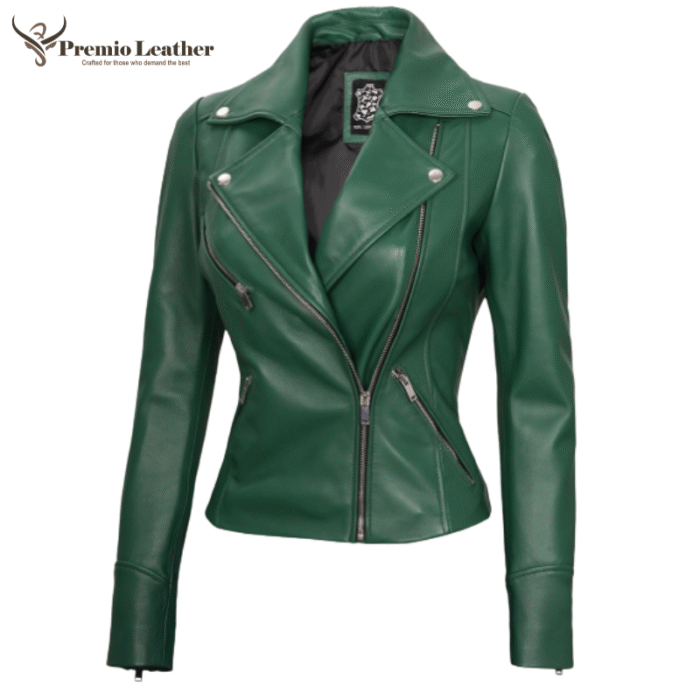 green leather jacket ladies