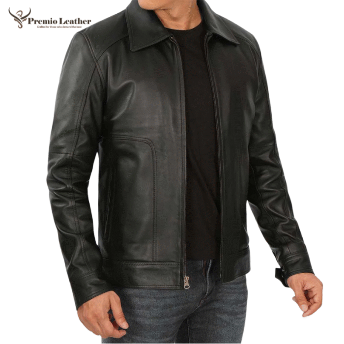 men black leather jacket