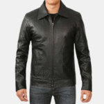 vintage black leather jacket