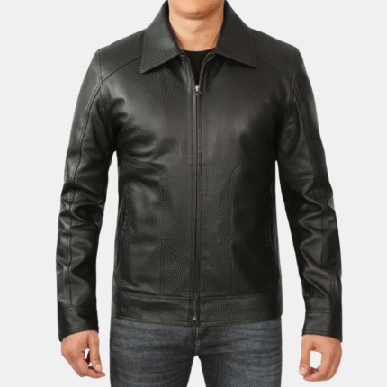 vintage black leather jacket