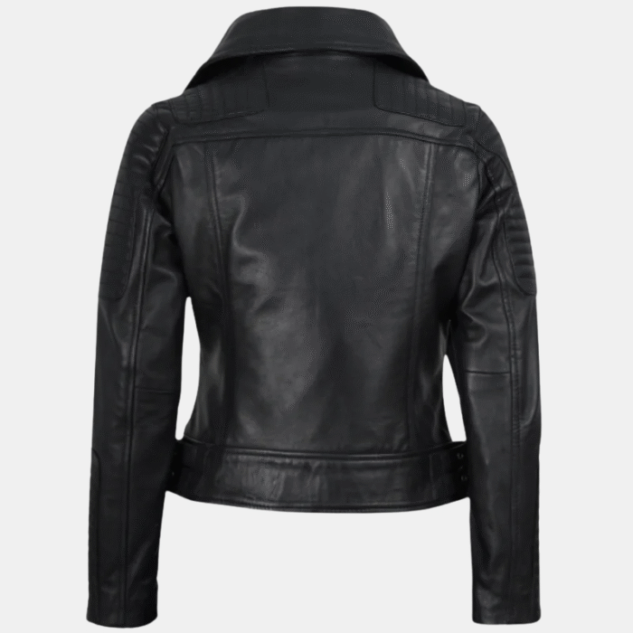 Bari Black Women Real Leather Biker Jacket