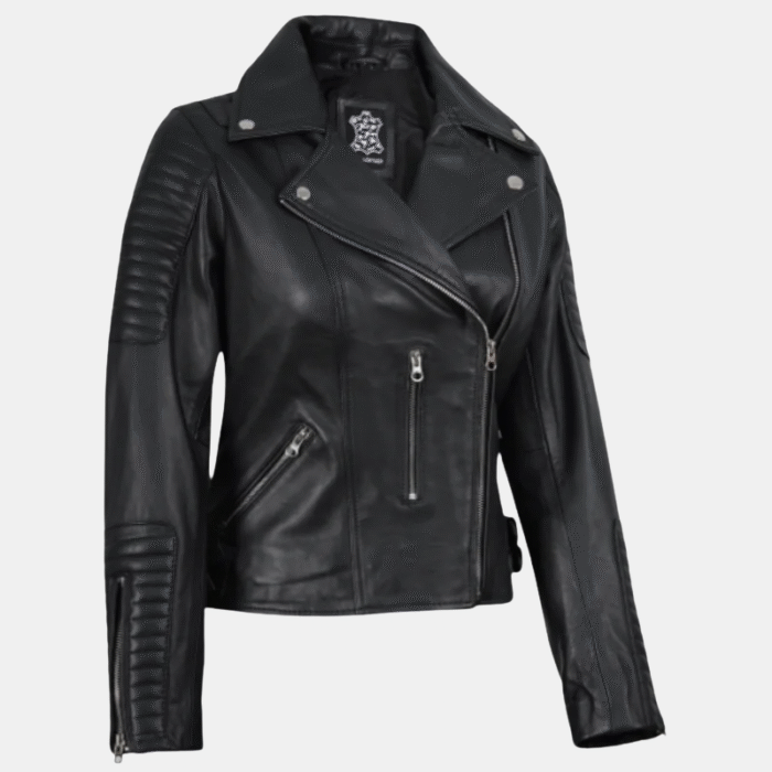 Bari Black Women’s Leather Biker Jacket