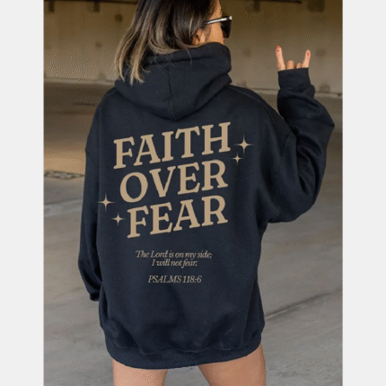 Faith Over Fear Pink Hoodie