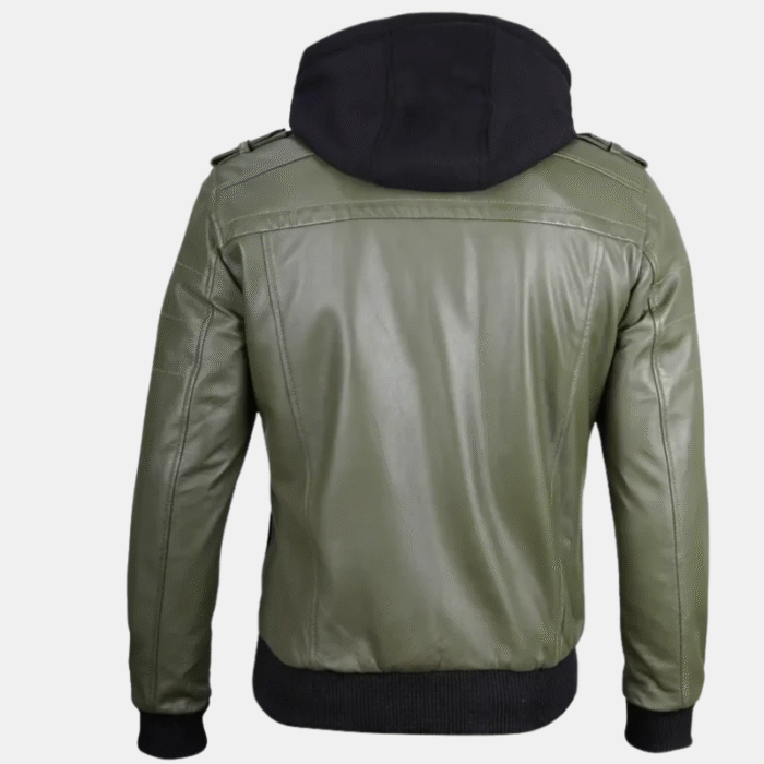 Green Hooded Leather Jacket