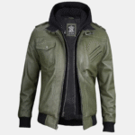 Hooded Mens Leather Jackets