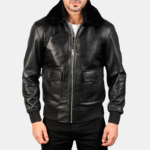 Men G-1 Black Leather Bomber Jacket