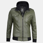 Mens Hooded Leather Jacket