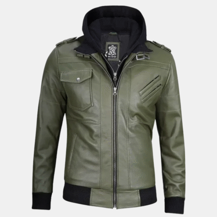 Mens Hooded Leather Jacket