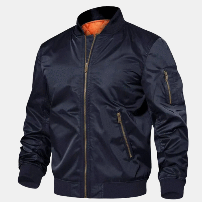 Men’s Navy Blue Windproof Bomber Jacket